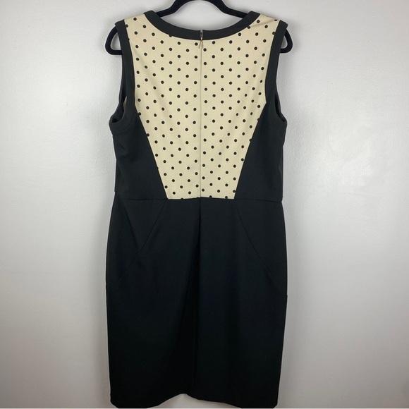 Sandra Darren Black Polka Dot Sleeveless Sheath Midi Dress Size 16 - Picture 8 of 9
